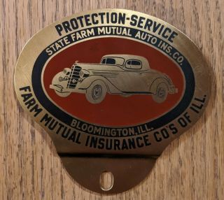 Vintage State Farm Mutual Insurance License Plate Topper Bloomington Il