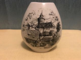 Vintage Porcelain Vase Ak Kaiser West Germany Rurnberg Vestnertor 4” Tall