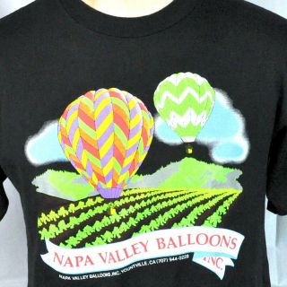 Napa Valley Hot Air Balloons Vtg M T - Shirt Medium Yountville Ca Wine Country 90s
