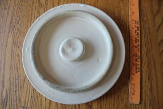 Stoneware Crock Lid Salt Glaze Pottery Vintage Pot Lid 10 - 3/4 " Wide 3 Off White