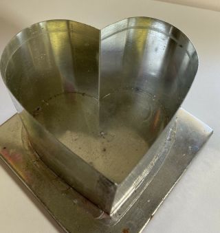 Vintage Candle Making Mold Heart 5” W X 3.  5” Deep Tin Metal