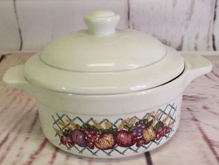 Vintage Treasure Craft Pottery " French Market 7 " Across Casserole Dish & Lid 84