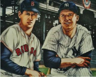 Mickey Mantle Yankees And Ted Williams Red Sox 8x10 Art Print
