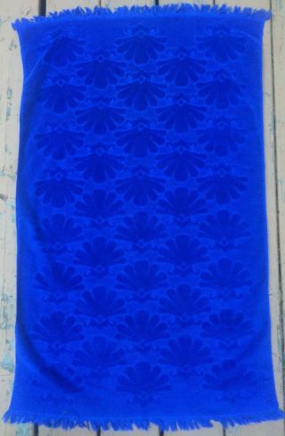 Vtg 70’s Fieldcrest Bath Towel Royal Blue Scallops All Cotton Usa