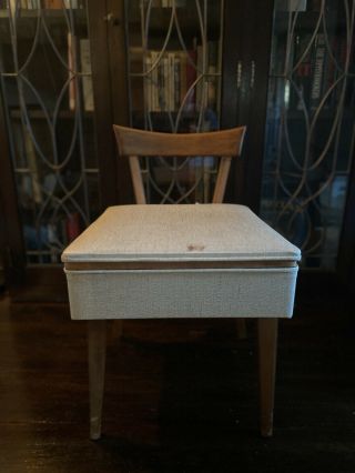 Vintage Danish Style Sewing Machine Chair W/storage.  Mid Century Modern