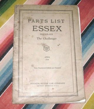 Vintage 1929 Parts List Essex Hudson Motor Car Company - Six The Challenger