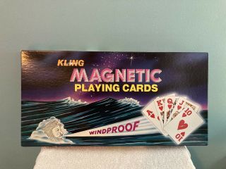 Vintage Kling Magnetic Playing Cards Game Board Windproof Made In Usa W/ 1 Deck