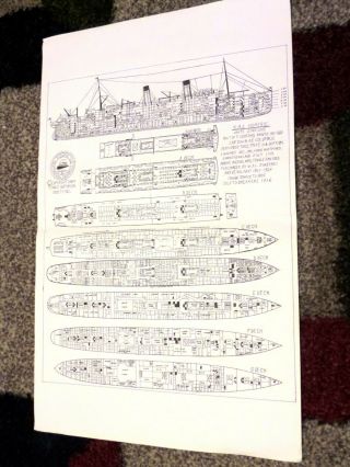Homeric White Star Line Deck Plan - 1984 Ths Reprint