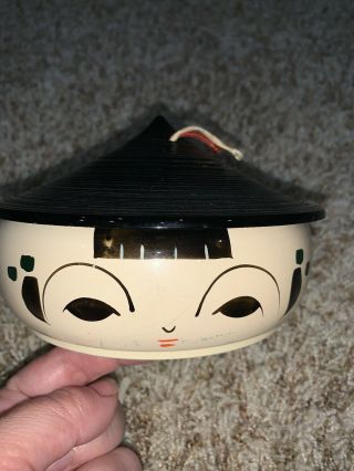 Vintage Japanese Lacquered Kokeshi Bento Trinket Box Girl