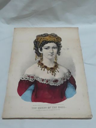 Antique Vintage 1870s? Currier & Ives Print The Queen Of The Ball