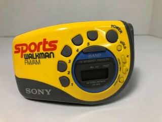 Vintage Sony Srf - M78 Yellow Sports Walkman Am Fm Radio With Armband