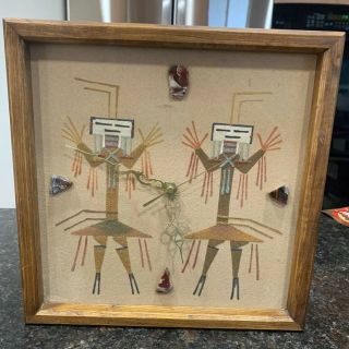 Vintage Navajo Sand Painting Clock To Cure The Sick 13” X 13” Yazzie ?