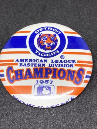 Detroit Tigers 1987 Eastern Division Champions American League Pinback Button