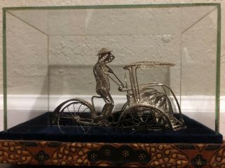 Vintage Chinese.  999 Silver Filigree Rickshaw Figurine
