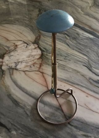 Vintage Art Deco Metal,  Blue Wood Hat Stand Display Holder