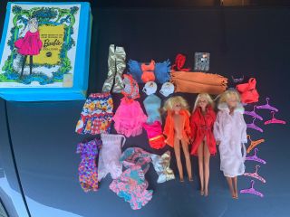 1968 The World Of Barbie Doll Case & 1966/67 Barbies With Clothes Accessories