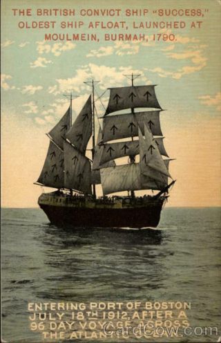 Prison The British Convict Ship " Success " Postcard Vintage Post Card