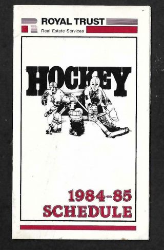 Schedule: 1984 - 85 Calgary Flames Nhl Hockey,  Royal Trust,  3 1/2 " X 5 3/4 ",  3 Pge