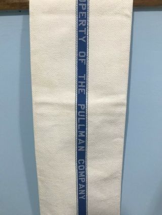 Vintage Pullman Company Cotton Washroom Towel,  White & Blue Logo,  22 " X 15 "