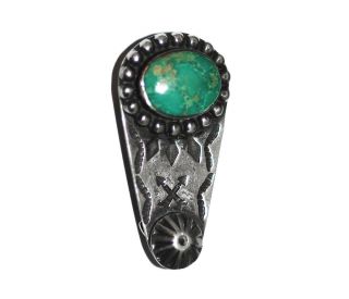 Antique Old Pawn Fred Harvey Navajo Silver Turquoise Dress Clip,  1931 Patent
