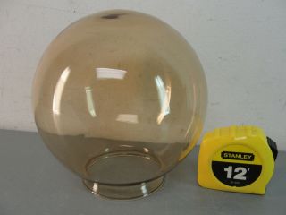 6 " Brown Glass Round Lipped Pendant Lamp Post Globe Outdoor Shade 3 " Vintage