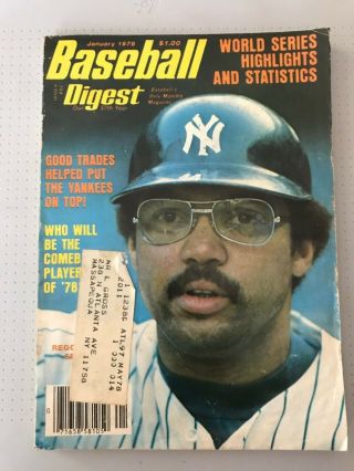 Baseball Digest January 1978 Reggie Jackson Cover U.  S.