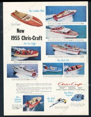 1955 Chris Craft Cobra Runabout Barracuda Etc 9 Boat Photo Vintage Print Ad