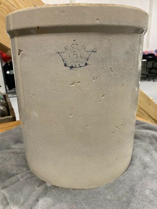 Robinson Randsbottom Stoneware 5 Gallon Crock - No Chips & 1 Crack - Blue Crown