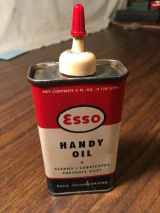 Vintage Esso Handi Oil 4 Oz.  Tin 1950 - 60s Era Red White Blue Tin