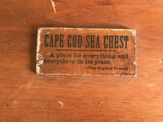 Sweet vintage Wood small Cape Cod Sea Chest w/proverb on lid and rope handles 3