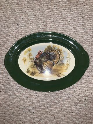 Vintage Forest Green Turkey Platter - 13 1/4 " X 9 3/4 " - Smith