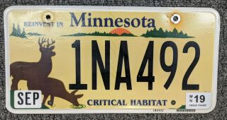 Minnesota License Plate Critical Habitat Deer Environmental