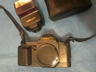 Vintage Canon T70 35mm Slr Camera Body,  Flash,  Lens,  Doubler,  & Filters