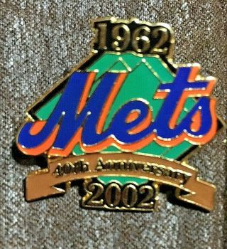 York Mets 40th Anniversary 1962 - 2002 Enamel Pin Shea Stadium,  Mlb Baseball