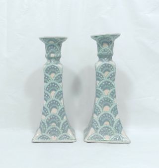 Vintage Porcelain Hand Painted Candle Sticks Made In China