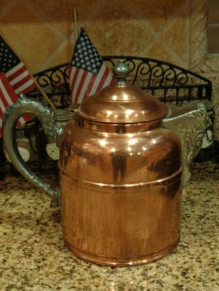 Antique Rochester Copper & Pewter 9 3/4”t Coffee Pot