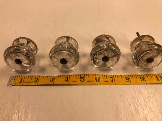 4 Large Antique Drawer Cabinet Door Pull Glass Vintage Knob Clear Old Victorian