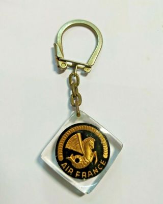 Antique Vintage Vitrified Badge On Keychain - Air France - 60 