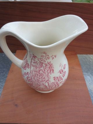 Vintage Red Charlotte Royal Crownford Ironstone Pitcher Large 9 " And Soap Dish