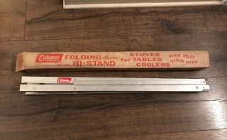 Vintage Coleman Hi - Stand Aluminum Folding Cooler,  Table,  Camp Stove High Stand