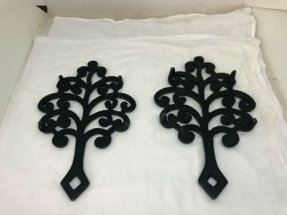 Set Of 2 Vintage Cast Iron Trivet Trees Black 9 " X 5 1/2 "
