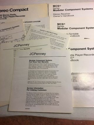 Mcs Modular Component Systems Owners Manuals Handbooks Vintage J C Penney’s