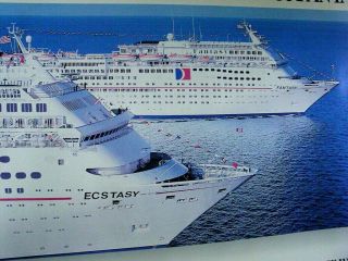 VINTAGE CARNIVAL CRUISE LINE ECSTASY FANTASY SUPERLINERS TRAVEL POSTER FUN SHIPS 2