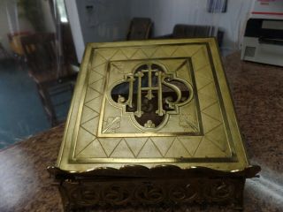 Vintage Antique Solid Brass Footed Book Bible Stand