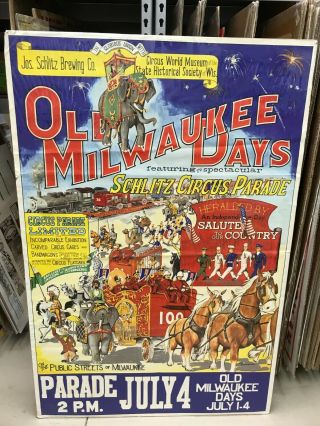 Vintage Schlitz Old Milwaukee Days Poster 28 " X 42 " Parade Spectacular Show