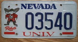 Single Nevada License Plate - 03540 - Unlv - Rebels