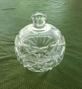 Vintage Cut Glass Crystal Covered Candy Trinket Dish With Lid