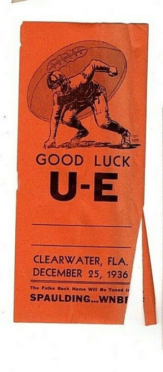 1936 Good Luck U - E Sticker.  Union - Endicott High School Football Team