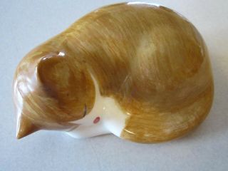 Vintage Ns Gustin Sleeping Yellow And White Cat Figurine Hand Painted