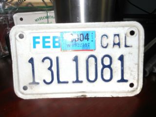 California 2004 Motorcycle License Plate
